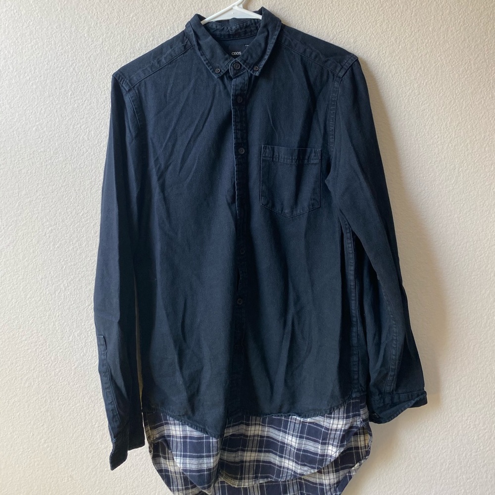 Long Line Casual Shirt with Checkered Flair
